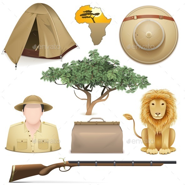 Vector Safari Icons Set - Travel Conceptual