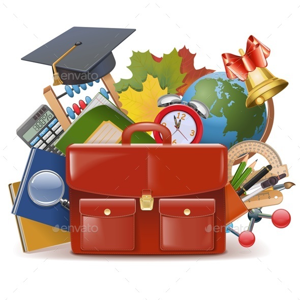 Vector School Concept with Briefcase - Seasons/Holidays Conceptual