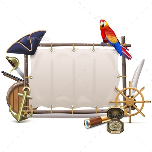 Vector Seafaring Frame with Sail - Travel Conceptual