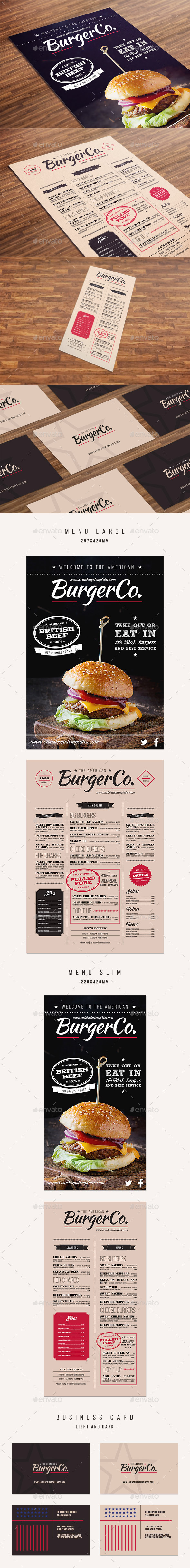 American Burger Menu - Food Menus Print Templates