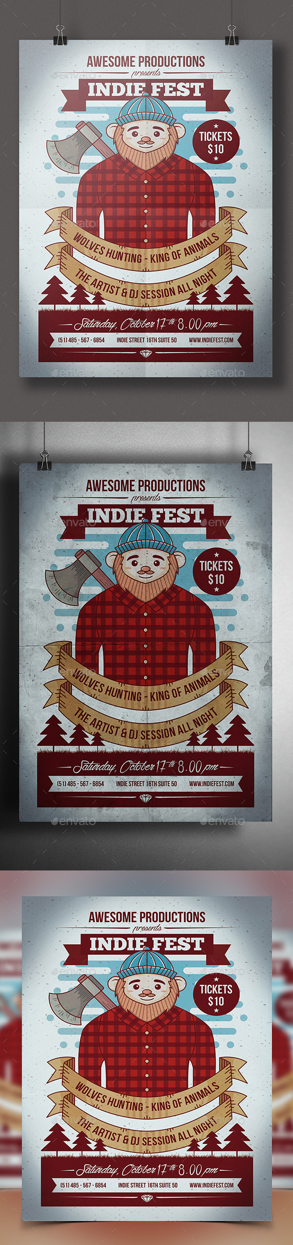 Hipster Lumberjack Party Flyer - Clubs & Parties Events