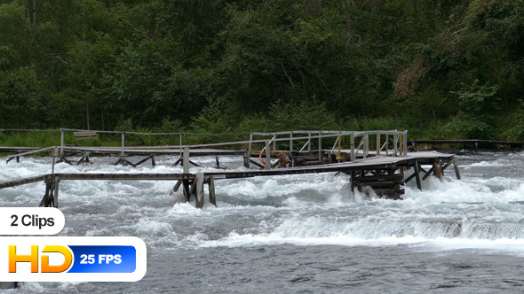 Old Wooden Bridge over River alt