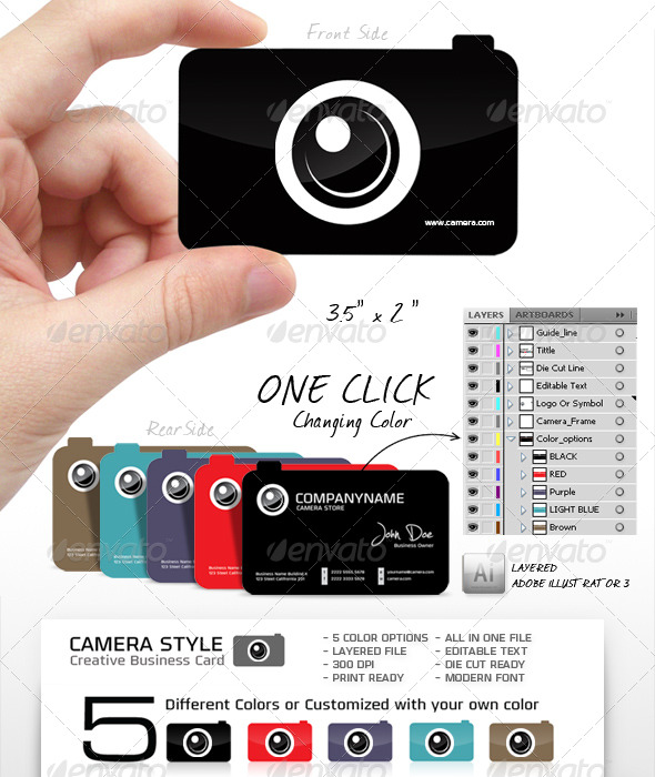 Camera Shape, Unique and Creative Business Card 