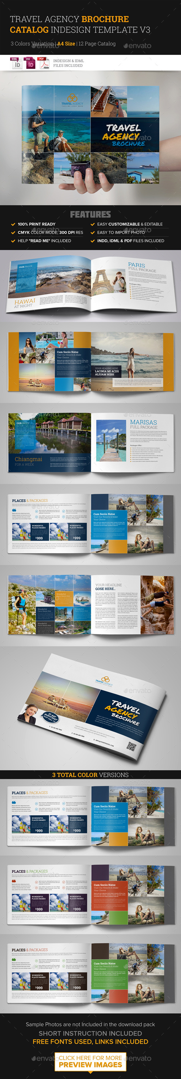 Travel Agency Brochure Catalog InDesign Template 3 - Corporate Brochures