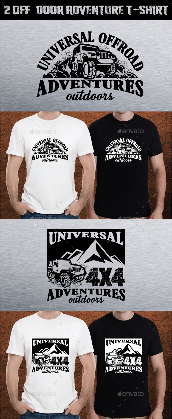 2 Off DOOR ADVENTURE T-SHIRT - Grunge Designs