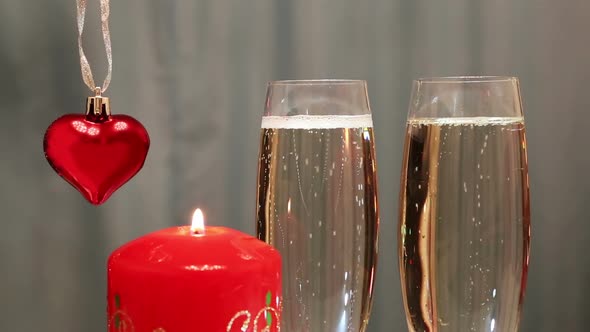 Valentines Day - Glasses  Champagne  Heart And Candle alt