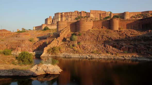 Evening   Fort And Lake In Jodhpur India alt