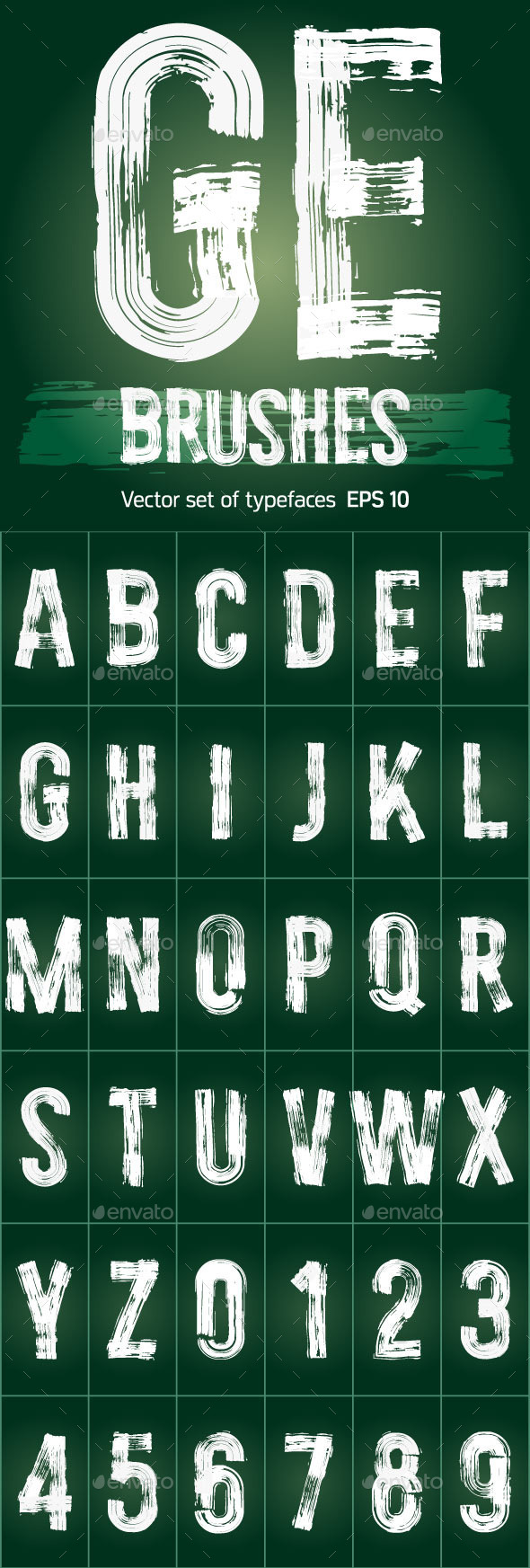 Set of Grunge Brush Font - Decorative Symbols Decorative