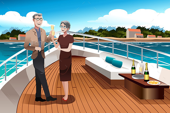 Retired Couple on a Yacht - Travel Conceptual