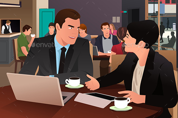 Business People Eating Together in the Cafeteria - Business Conceptual