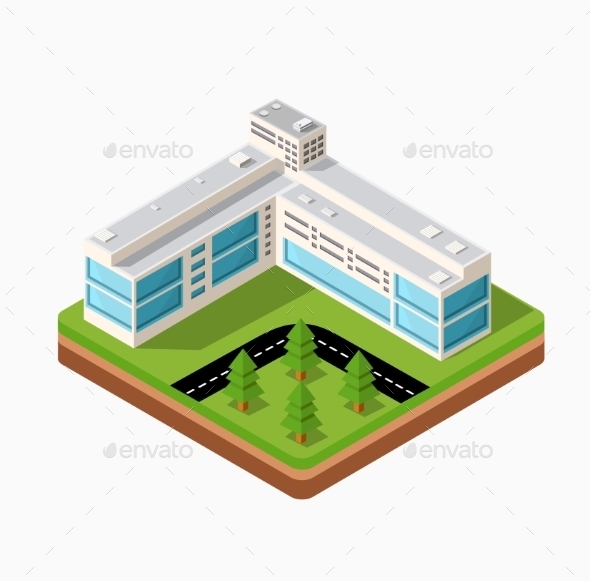 Town in Isometric - Buildings Objects