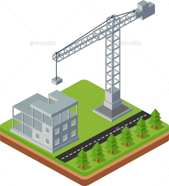 Construction Cranes - Buildings Objects