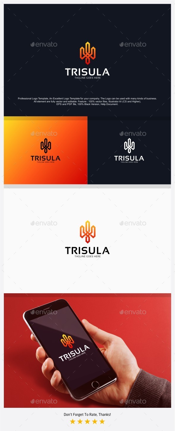 Trident - Trisula Logo - Vector Abstract