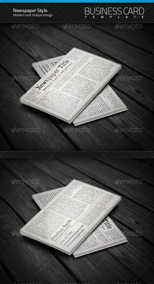 Newspaper Style Business Card - Creative Business Cards