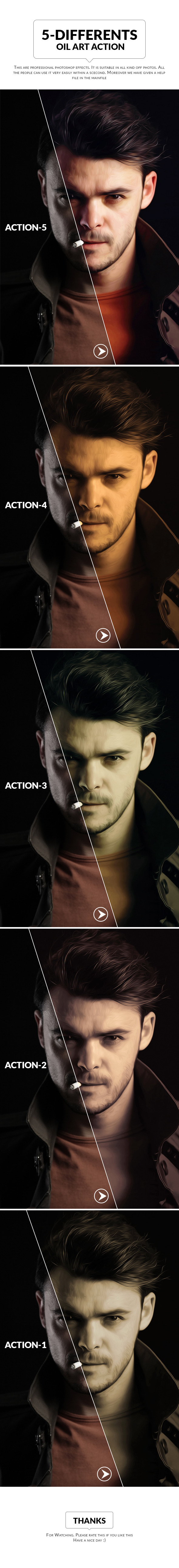 5-Differents Oil Art - Photo Effects Actions