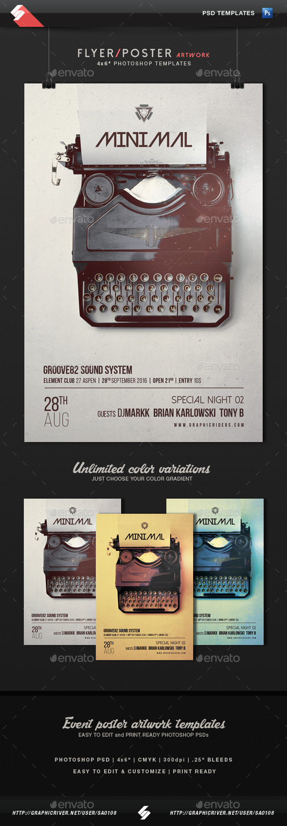 Minimal - Event Flyer Artwork Template - Clubs & Parties Events