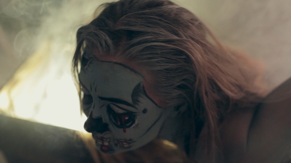 Shooting Of Horror Movie With Zombie In Smoke alt