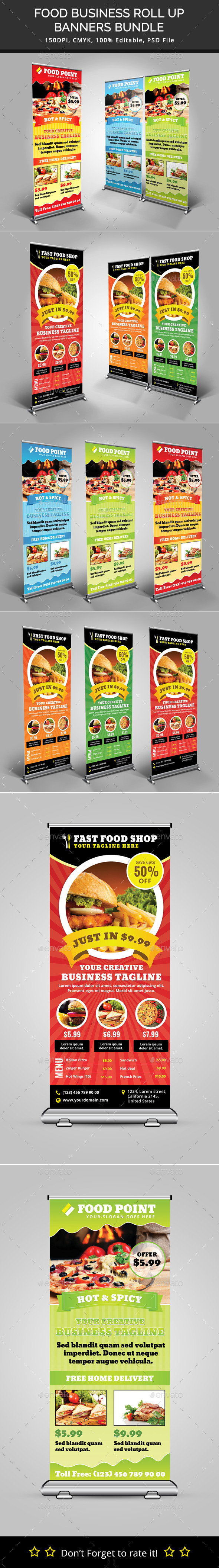 Bundle of 2 Food Business Rollup Banners - Signage Print Templates