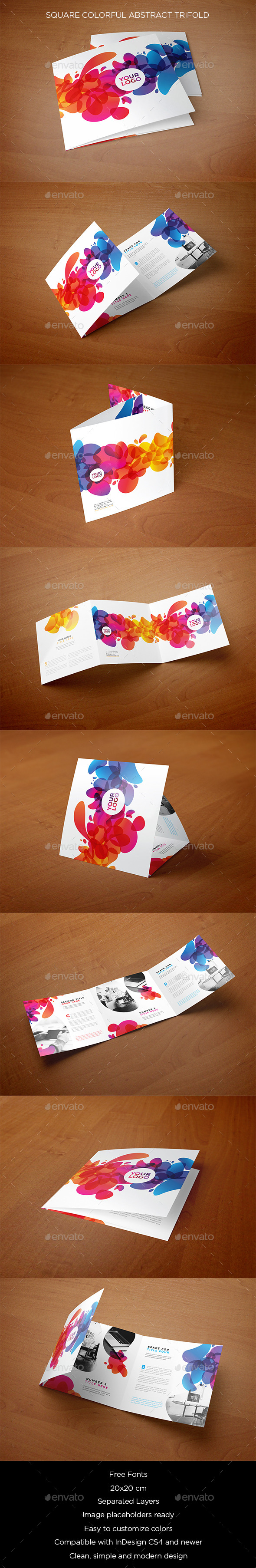 Square Colorful Abstract Trifold - Brochures Print Templates
