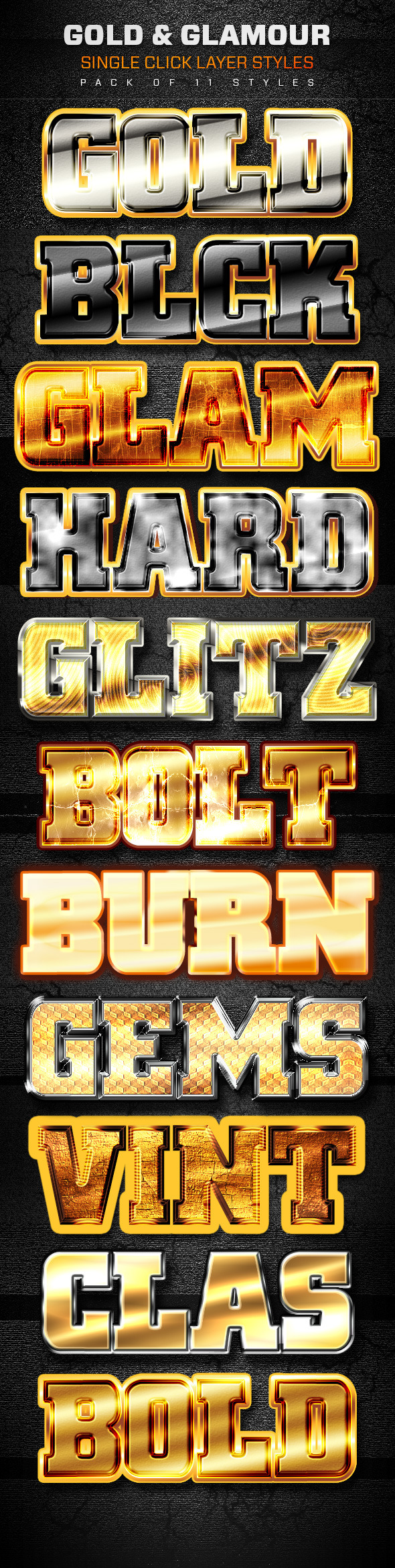 Gold and Glamour Layer Styles - Text Effects Styles