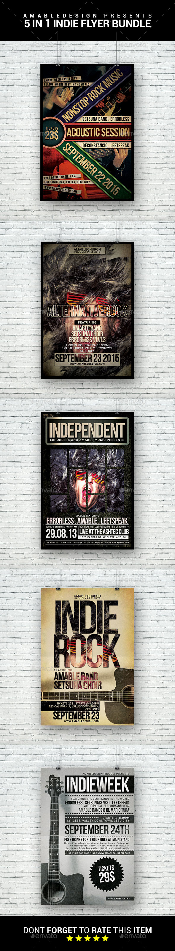 5 in 1 Indie Flyer Bundle - Events Flyers