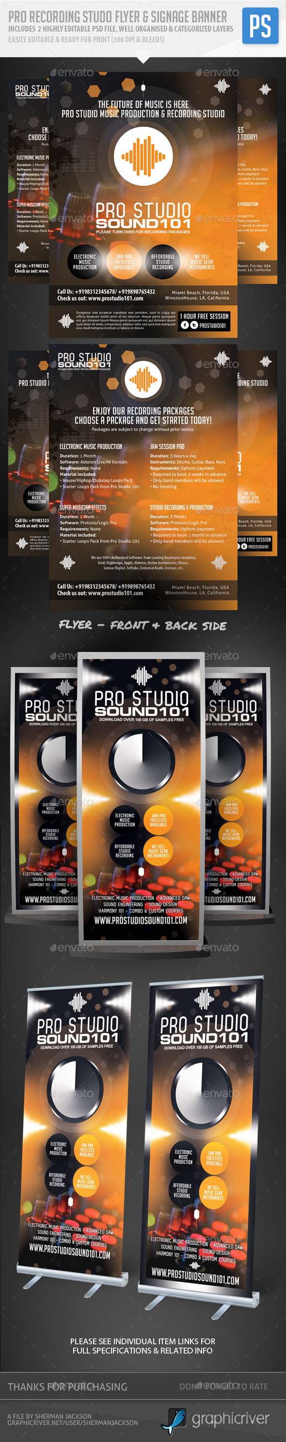 Recording Studio / Music Flyer & Signage Banner - Miscellaneous Events
