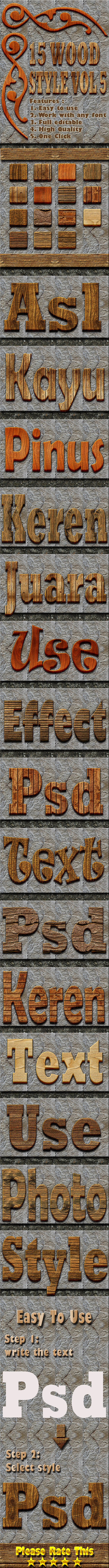 15 Wood Text Effect Style Vol 7 - Styles Photoshop