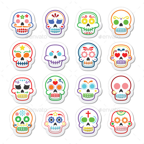 Halloween, Mexican sugar skull, Dia de los Muertos - Halloween Seasons/Holidays