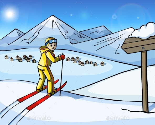 Skier In The Mountains - Sports/Activity Conceptual