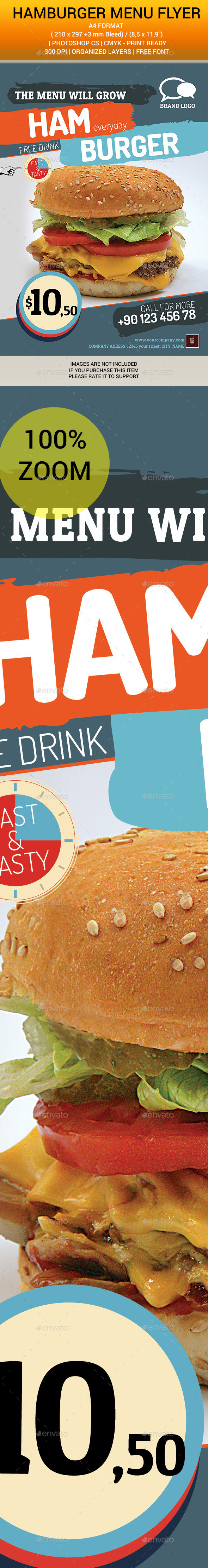 Hamburger Menu Flyer - Restaurant Flyers