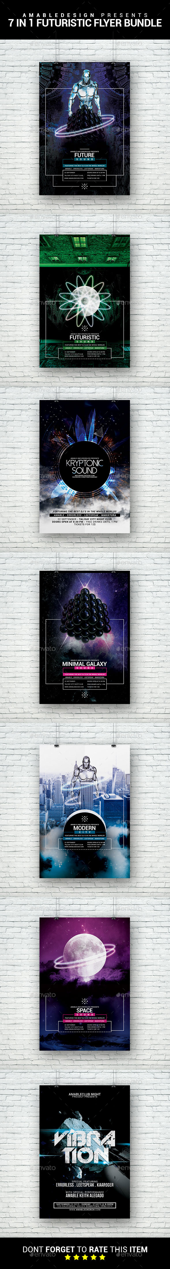 7 in 1 Futuristic Flyer Bundles - Clubs & Parties Events