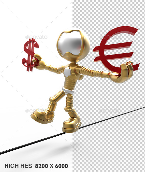 3D Gold Astronaut Holding Dollar Sign - Characters 3D Renders