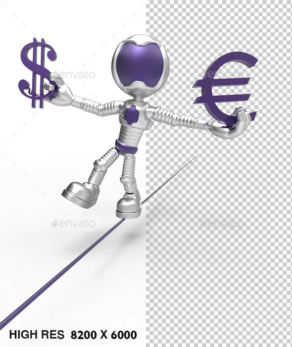 3D Silver Astronaut Holding Dollar Sign - Characters 3D Renders