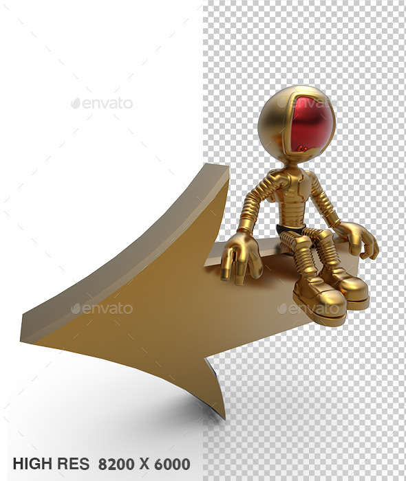 3D Astronaut Tell Left Direction Arrow - Characters 3D Renders