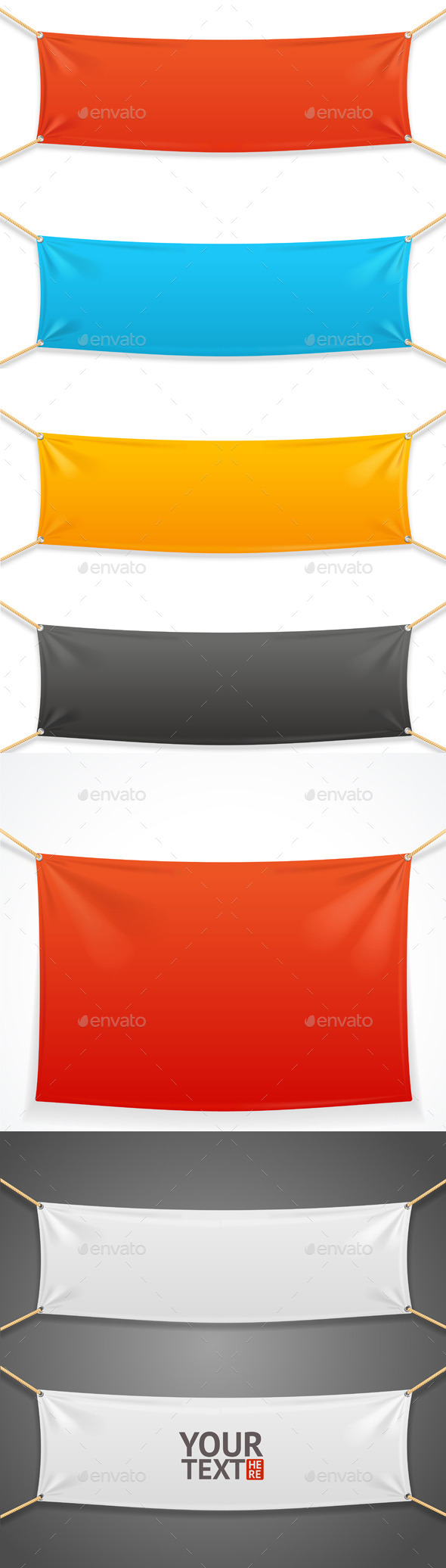 Fabric Rectangular Banner with Ropes - Miscellaneous Vectors