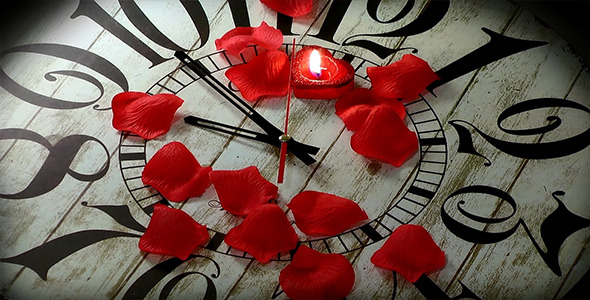 Candle and Rose Petals on Clock 2