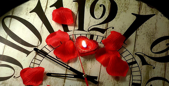 Candle and Rose Petals on Clock 3