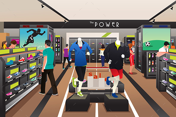 People Shopping for Shoes in a Sporting Store - Commercial / Shopping Conceptual