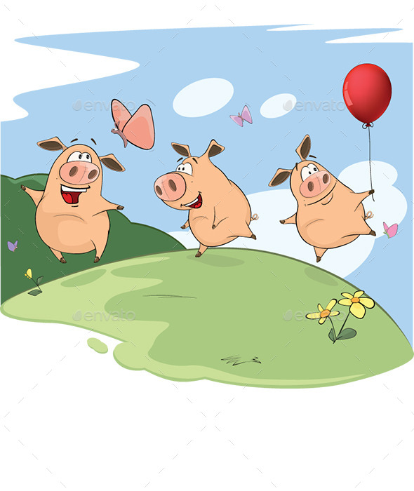 The Three Little Pigs - Animals Characters