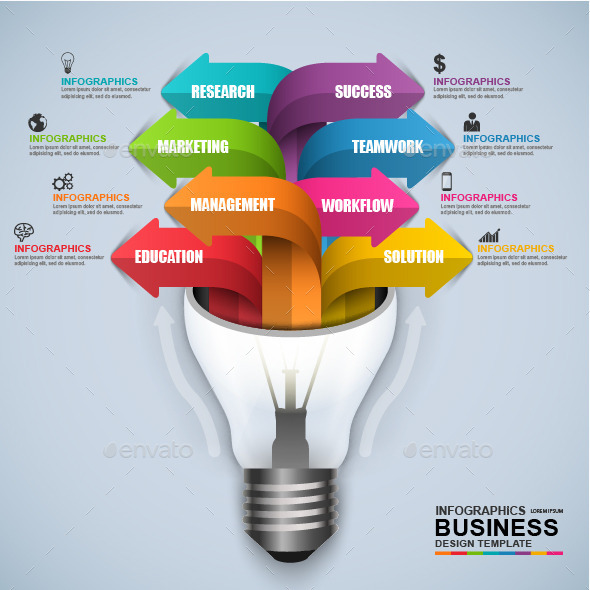 Abstract 3D Business Light Bulb Infographic - Infographics