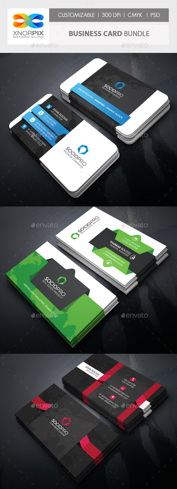 Business Card Bundle 3 in 1-Vol 60 - Corporate Business Cards