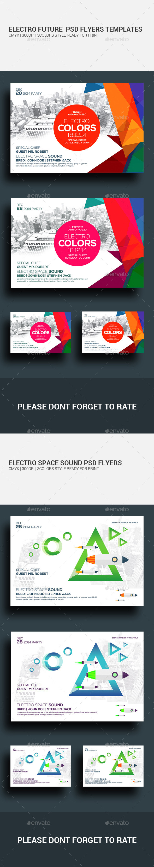 Futuristic Flyers Bundle Psd Templates - Clubs & Parties Events