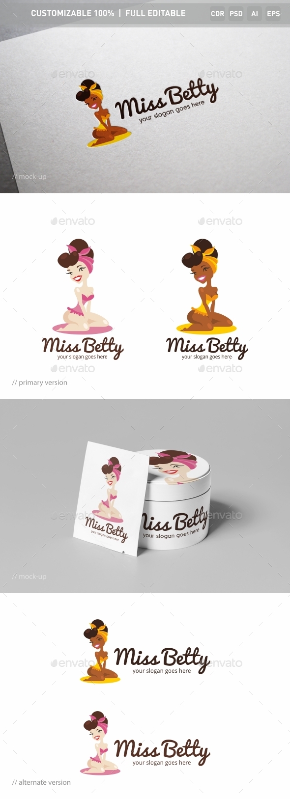 Pinup Girl Logo Template - Humans Logo Templates