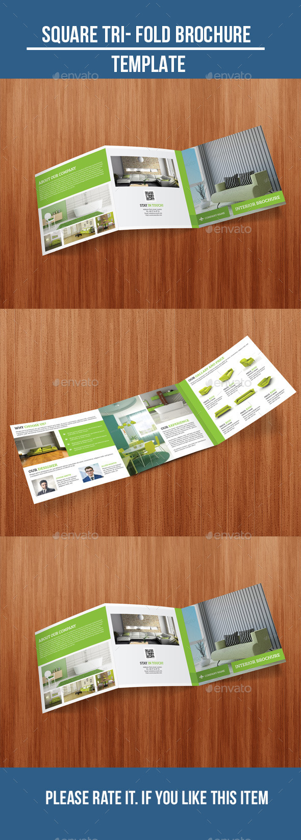 Square Tri- Fold Interior Brochure - Corporate Brochures