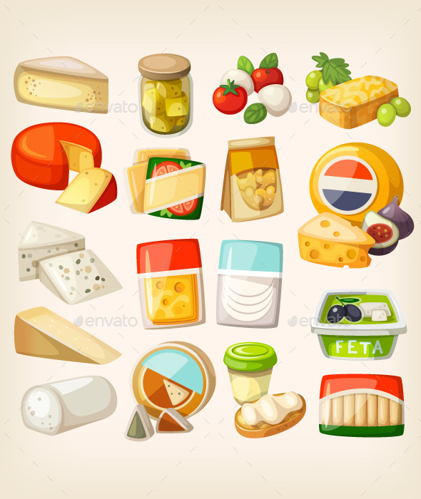 Kinds of Cheese - Food Objects