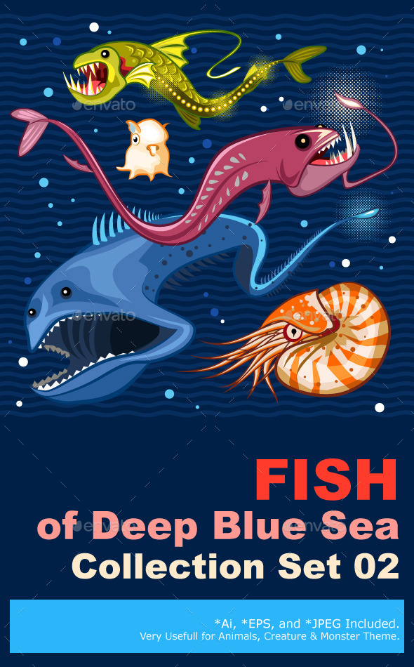 Fish Of The Deep Blue Sea Collection Set 02 - Monsters Characters