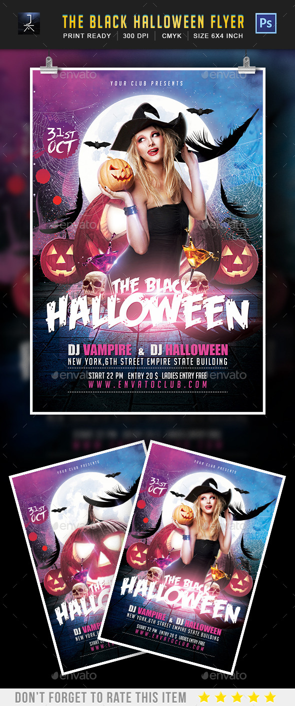 The Black Halloween Party Flyer Template - Print Templates
