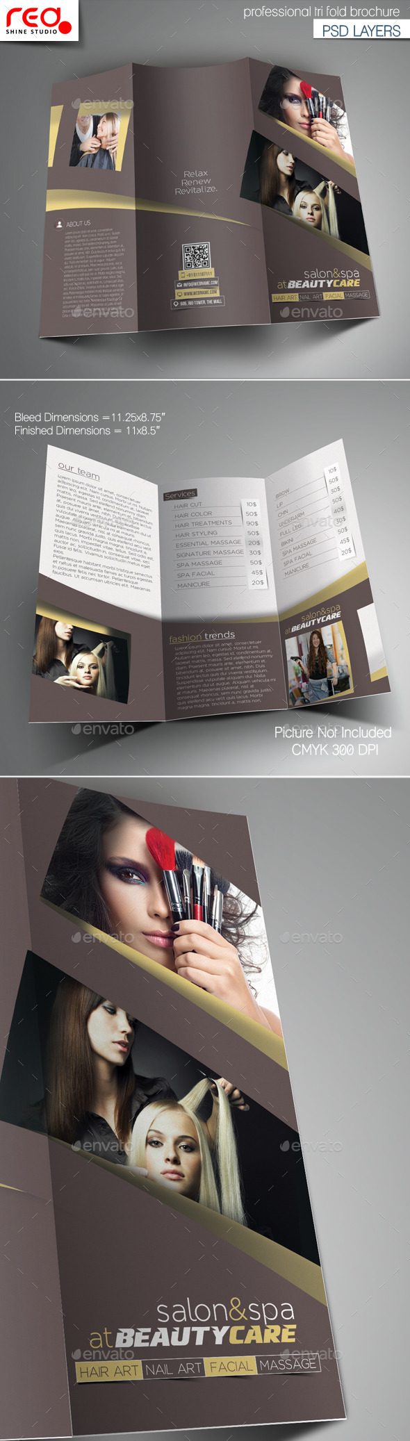 Salon Tri-Fold Brochure Template - Catalogs Brochures