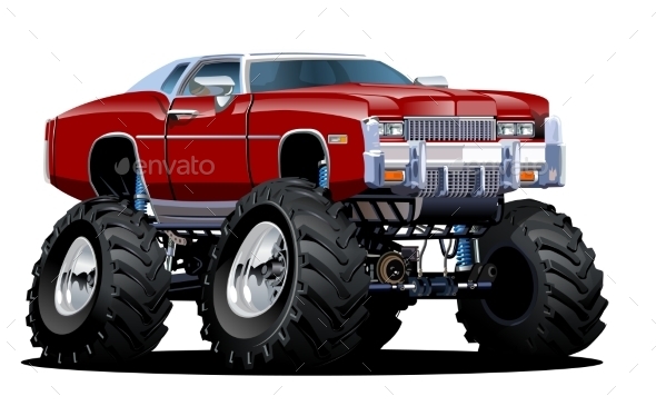 Cartoon Monster Truck - Man-made Objects Objects