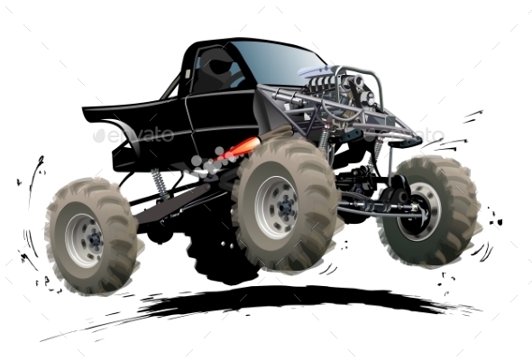 Cartoon Monster Truck - Man-made Objects Objects